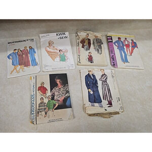 Lot of 6 Vtg Simplicity McCall's Coat Shirt Pants Robe Men's Sewing Patterns